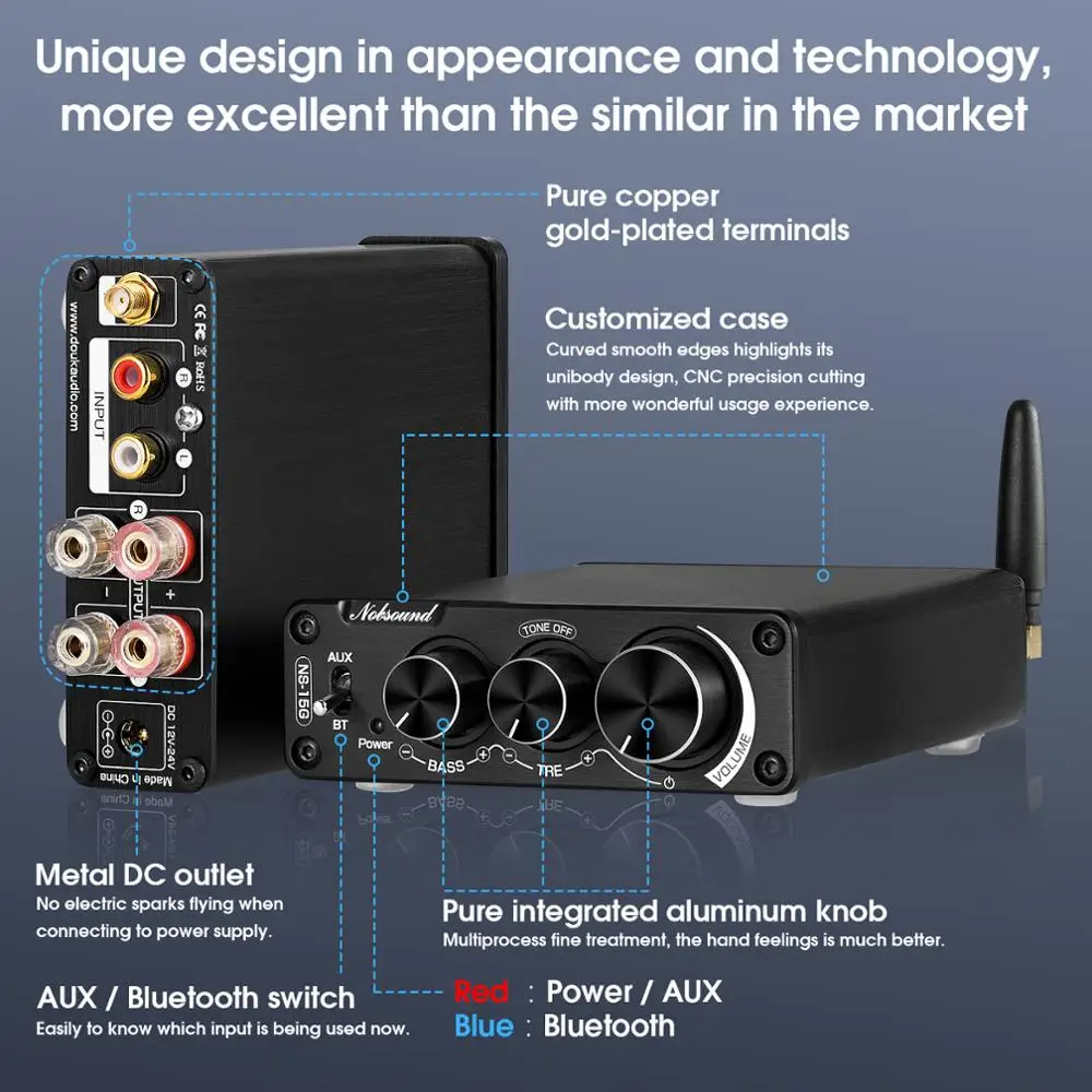 Цифровой аудио усилитель Nobsound Mini Bluetooth 5 0 TPA3116 Hi Fi стерео мощности класса D 100 Вт * 2