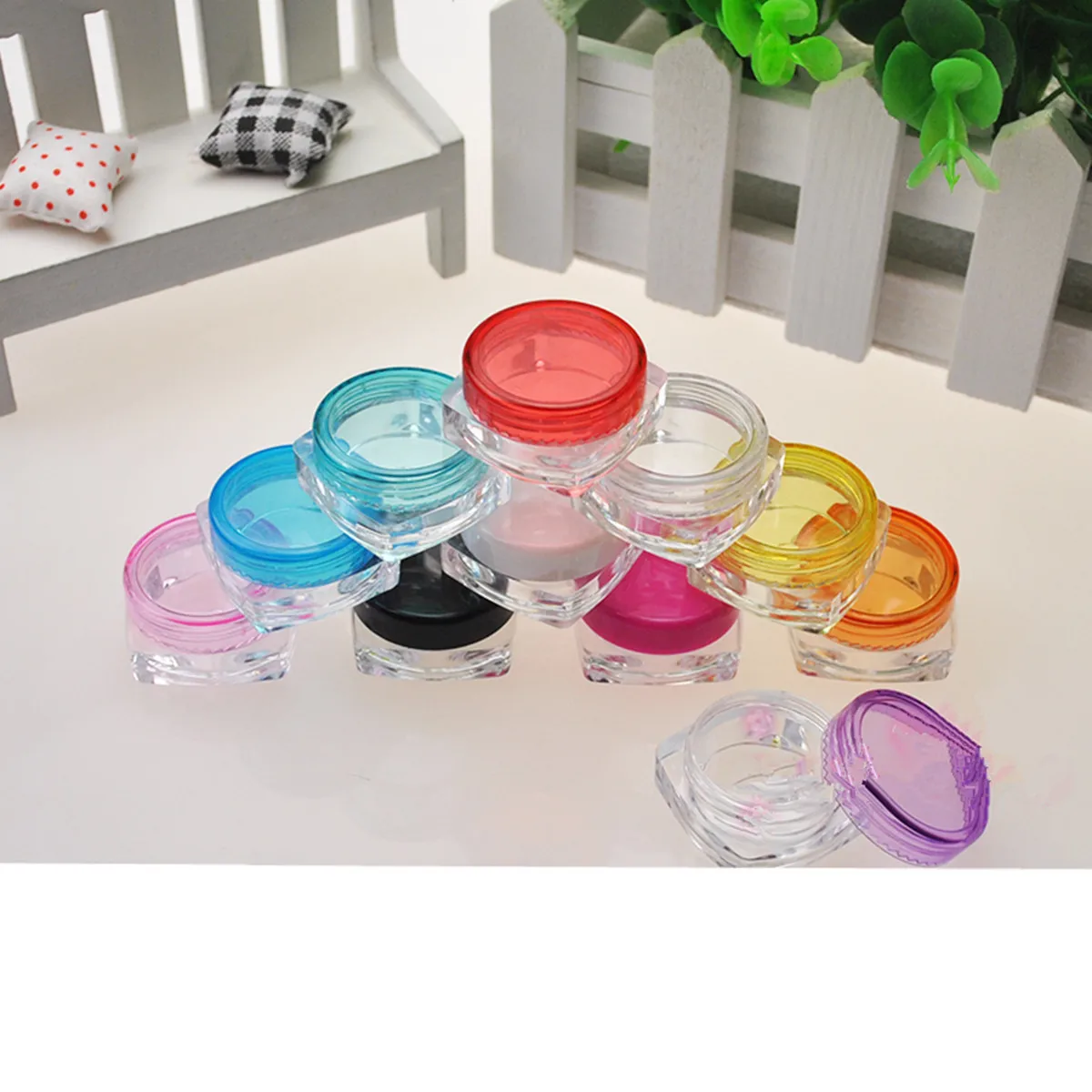 

10Pcs/set Transparent Plastic Jewelry Bead Storage Box Small Square Bottom Round Container Jars Make Up Organizer Storage Boxes