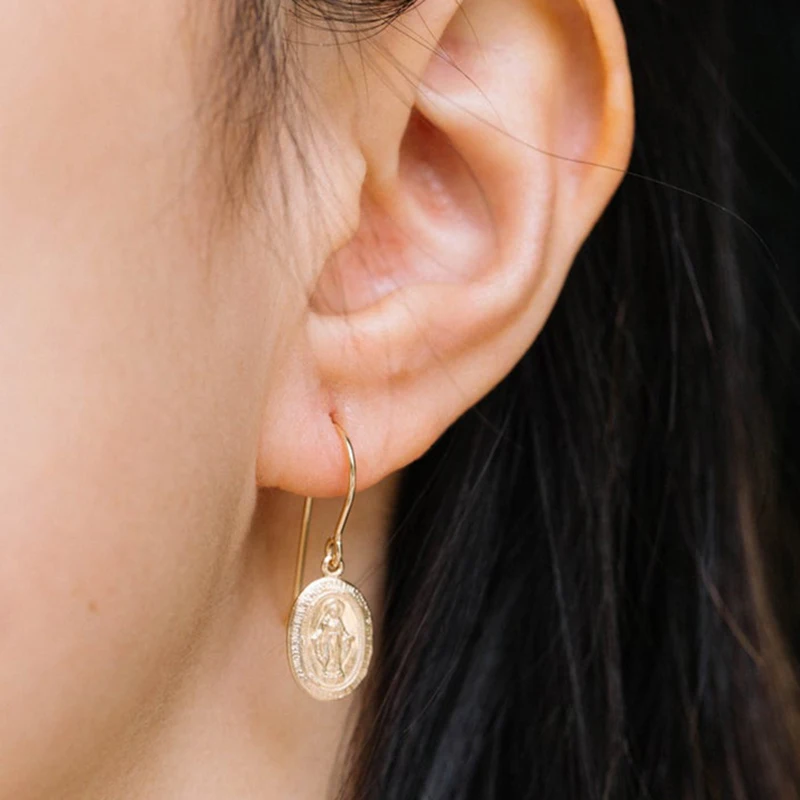 

12MM Coins Earrings Vintage Earrings Gold Filled Handmade Jewelry Brincos Minimalism Pendientes Boho Earrings for Women