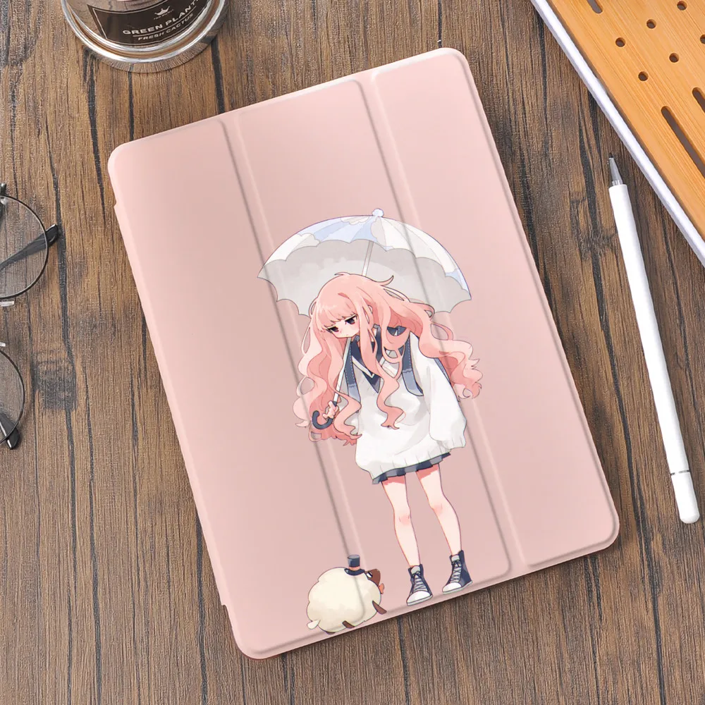 

Lovely Girl Cartoon Tablet Stand Funda for iPad Air 4 Case 10.2 8th Generation 2020 7th Pro 11 12.9 Mini 5 Coque Air 2 5th 6th