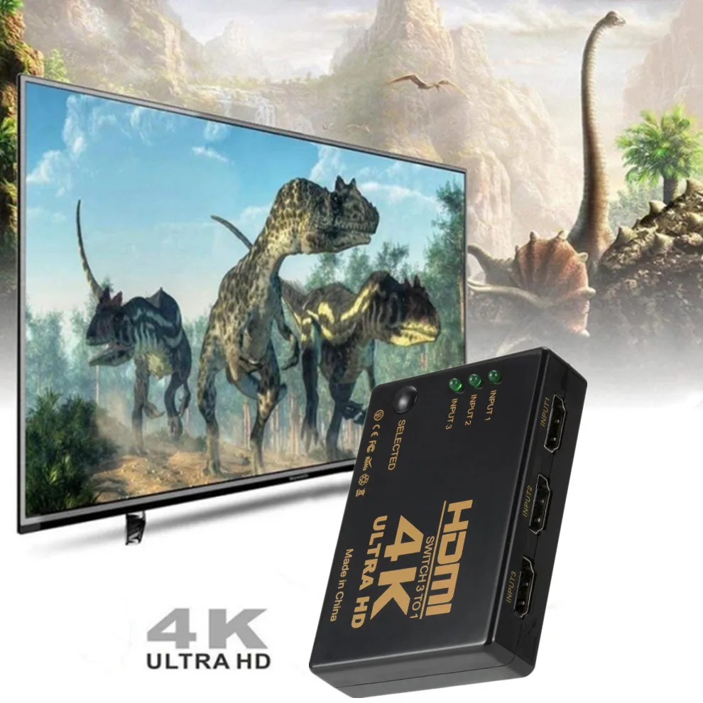 LccKaa 4K 3x1 HDMI совместимый переключатель HD 1080P видео коммутатор адаптер 3 входа 1