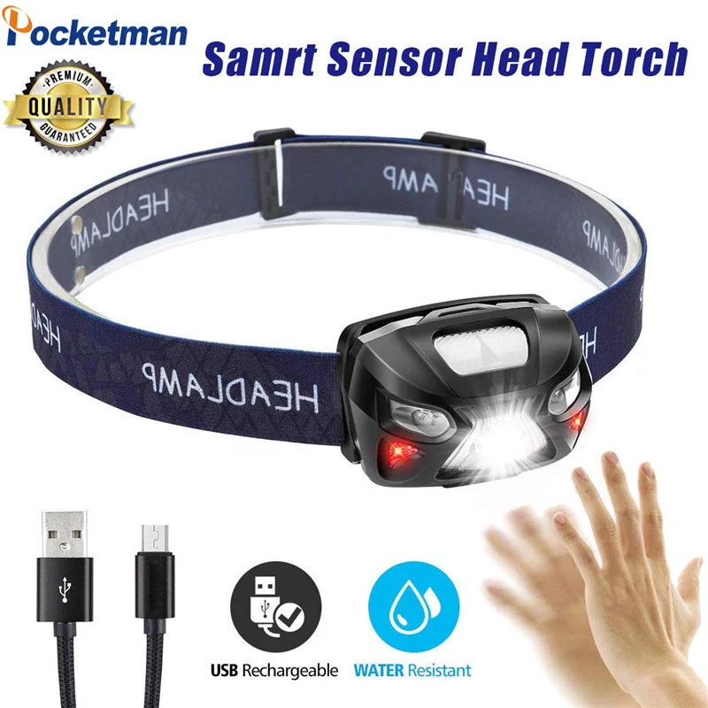 7000лм Головной фонарь светодиодный перезаряжаемый ИК датчик индукционный супер