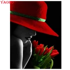 Модная женская шляпа тюльпан Алмазная вышивка полное сверление круглая квадратная 5d DIY алмазная живопись Стразы Алмазная мозаика наклейки