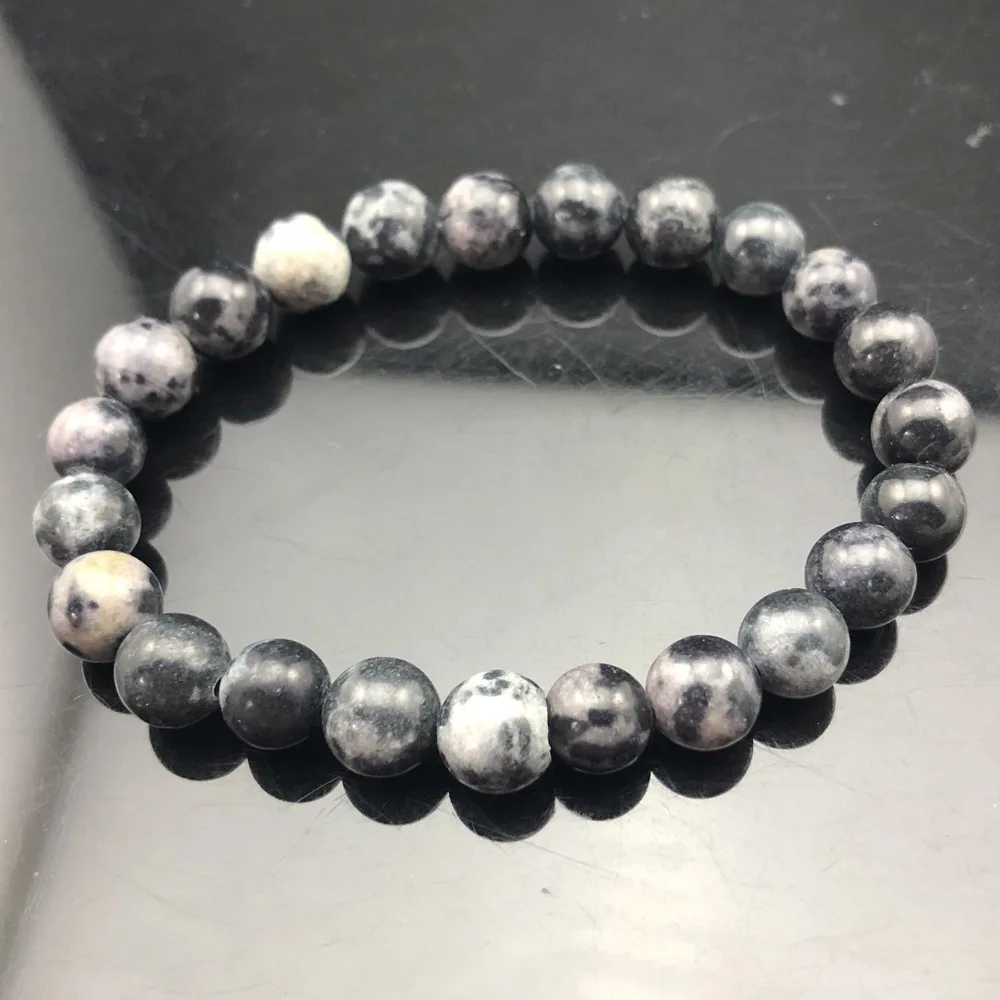Snowflake Obsidian Натуральная чакра из бисера рок браслет для мужчин 8 мм натуральный камень Лава тигровый глаз матовый черный оникс бусины из лечебных камней очарование Йога женские ювелирные изделия - Окраска металла: Snowflake Obsidian