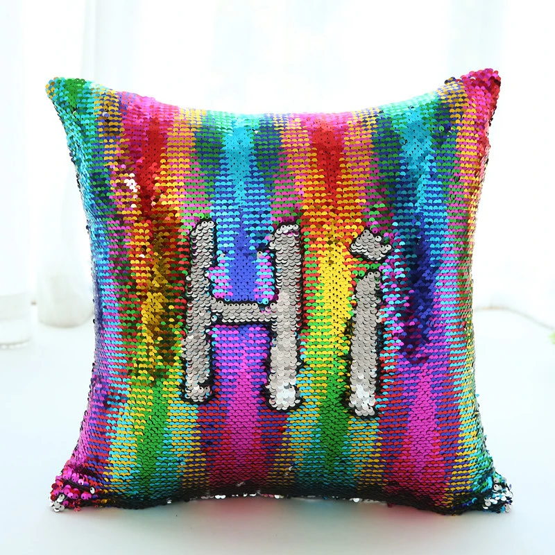 

European American Multicolour Sequined Pillowcase Home Soft Decorative Cushion Suitable For Bedroom Living Room Lumbar Pillow 5
