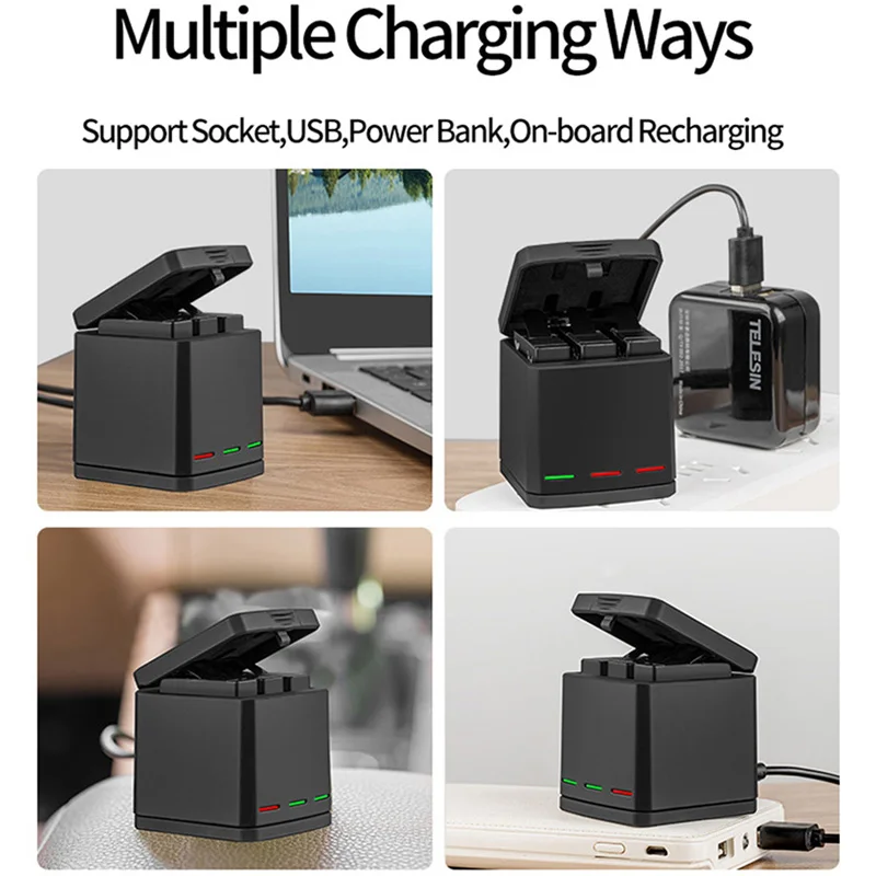 Умное зарядное устройство для GoPro Hero 8 7 6 5 зарядный футляр литий-ионного