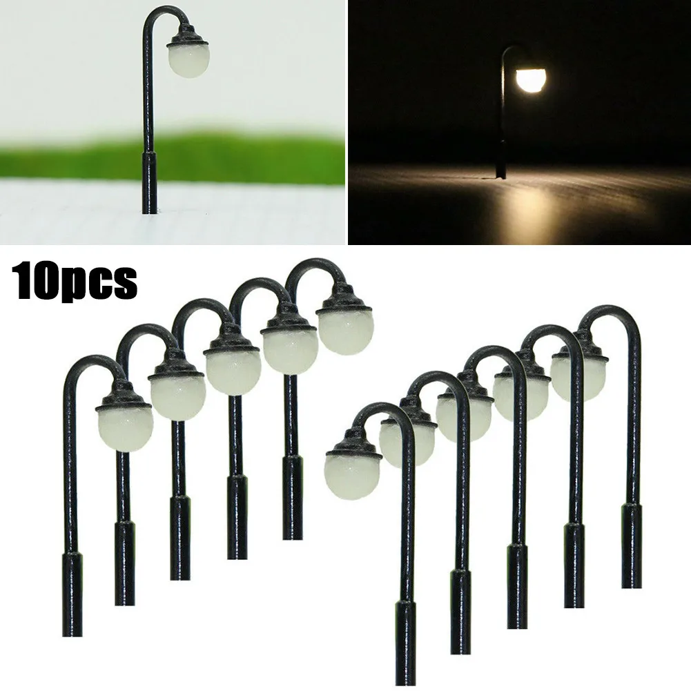 

10pcs 1: 400 Model Street Light Railway Lamp LED Garden Landscape Light Outdoor Yard Light Rail Building Layout Garden Decor