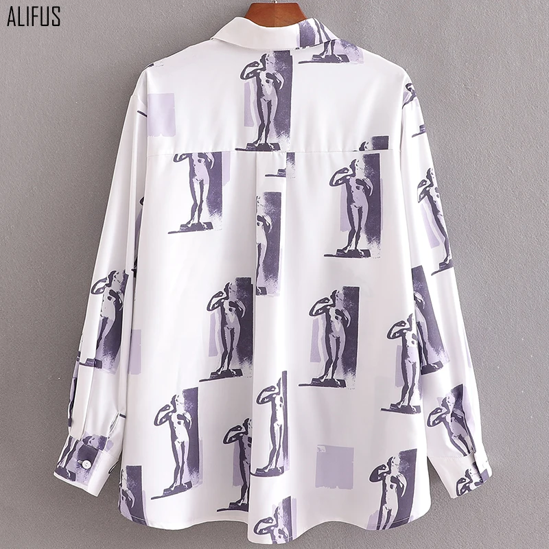 

2020 Spring and Autumn Women's New Retro Hong Kong Flavor Abstract Print French Loose Casual Shirt