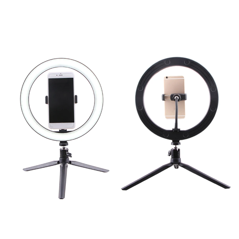 

Photography 10 Inch 6500K Dimmable LED Selfie Ring Light for Camera Phone Video Makeup Lamp With Table Tripod & Phone Holder