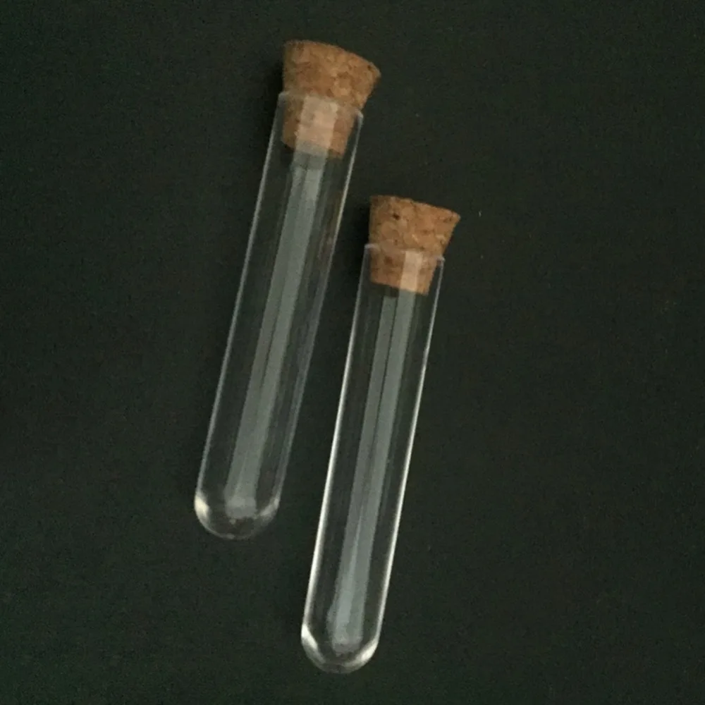 

50Pcs/Lot 12*60mm Transparent Plastic Round Bottom Test Tube With Cork Stoppers Empty Scented Tea Tubes Drop Shipping