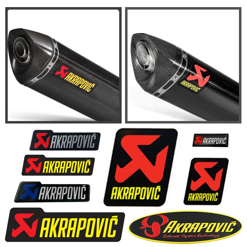 2PCS Long Bar Akrapovic Motorcycle Exhaust  Heat Resistant  140mm Decal Logo 