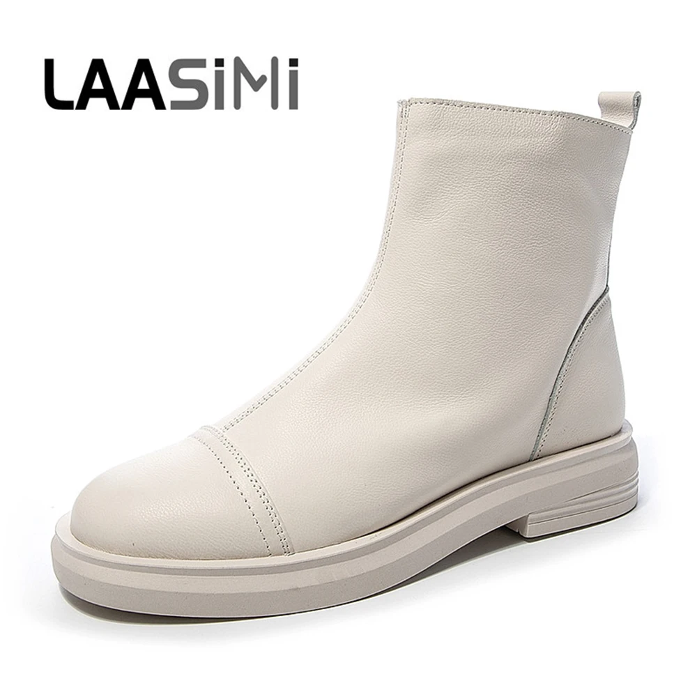 

Женские ботинки на платформе LAASIMI, Осенние, черные, белые, повседневные, удобные, зимняя обувь