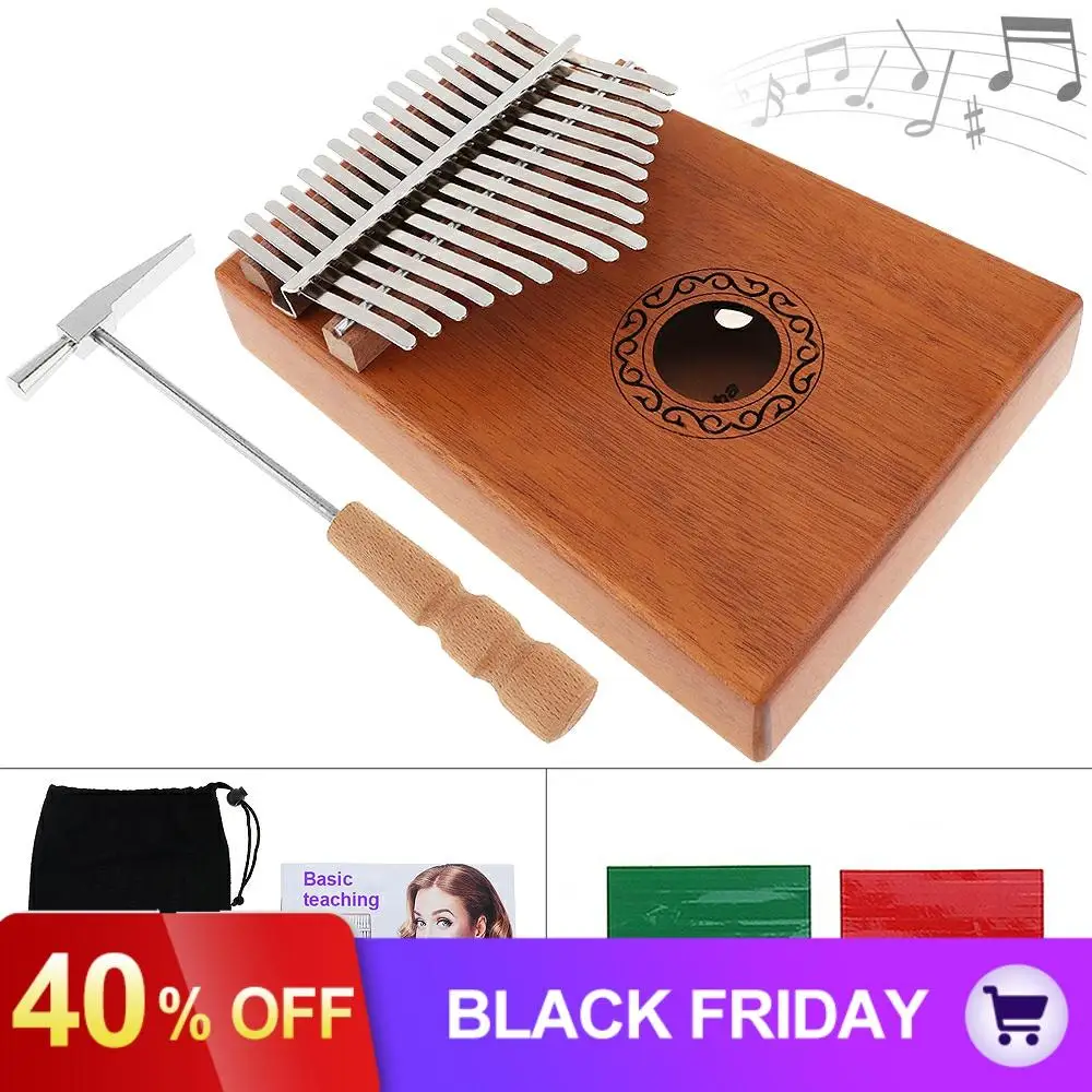 17 клавиш Kalimba одноплатный из красного дерева палец пианино из твердой древесины Mbira мини музыкальный инструмент с полными аксессуарами