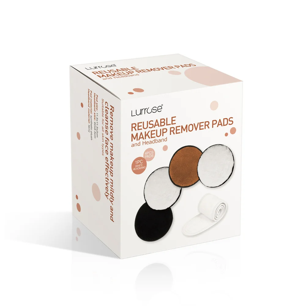 

Lurrose 4PCS Reusable Facial Cleansing Pads Makeup Remover Pads Hairband with Hook and Loop