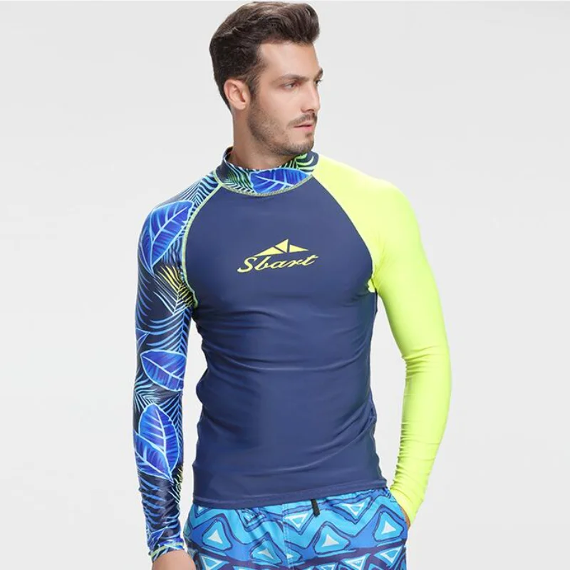 Высокое качество гидрокостюм Для мужчин нейлон Плавание рубашки Рашгард Защита