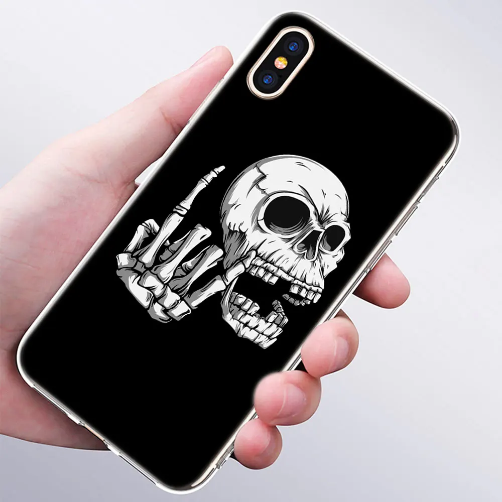 008 Роскошный мягкий силиконовый чехол для телефона Rock ролл череп для Apple iPhone 11 Pro XS Max X XR 6 6S 7 8 Plus 5 5S SE Модный чехол - Цвет: 008