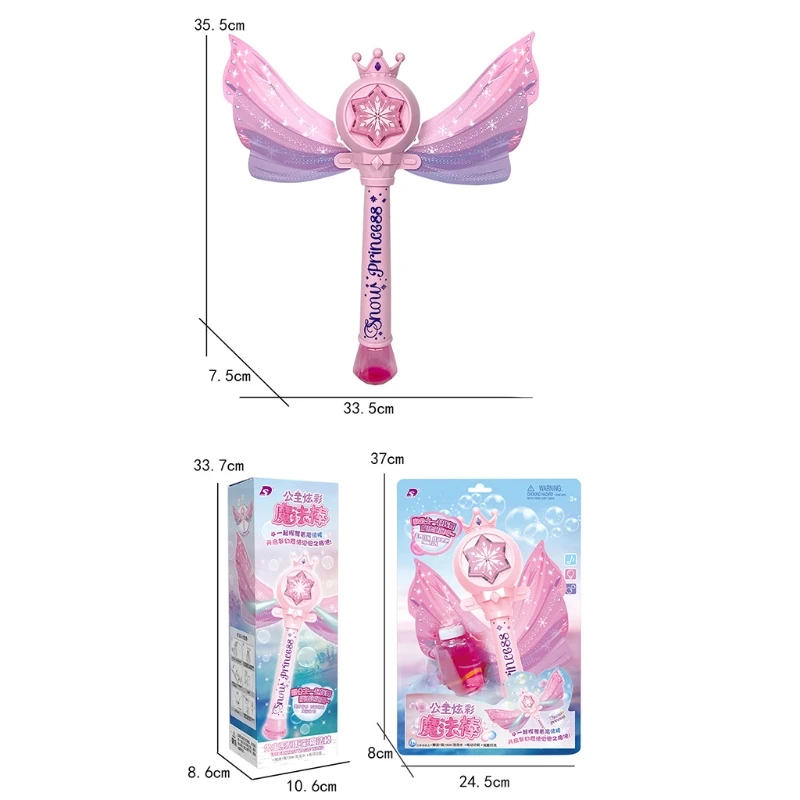 

Electric Magic Stick Princess Bubble Wand for Toddler Girls Bubble Maker with Music Lights Outdoor Automatic Bubble Toy