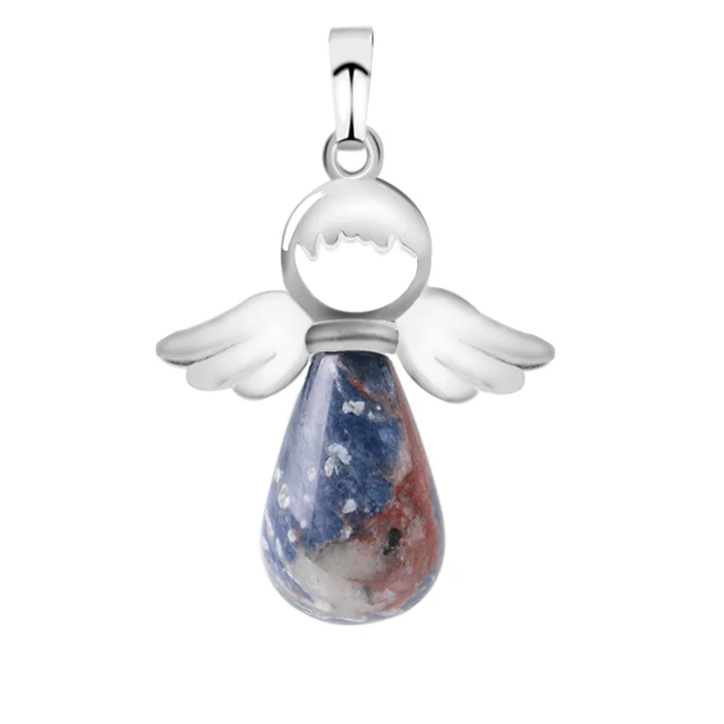 Подвеска крыло с натуральными камнями ангелы ожерелье подвеской агат розовый