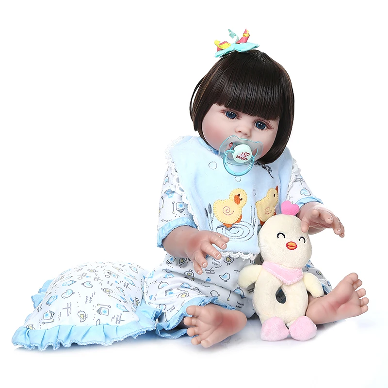 48 см реалистичный младенец куклы reborn baby doll всего тела, мягкий, силиконовый, гибкий приятные детские сумкой спальную корзинку Новорожденные