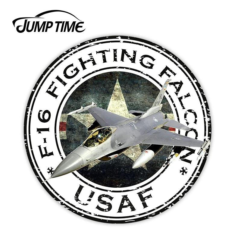 JumpTime 13 см x USA F-16 файтинг Falcon USAF U.S.A.F. Военная наклейка Круглый флаг ноутбук