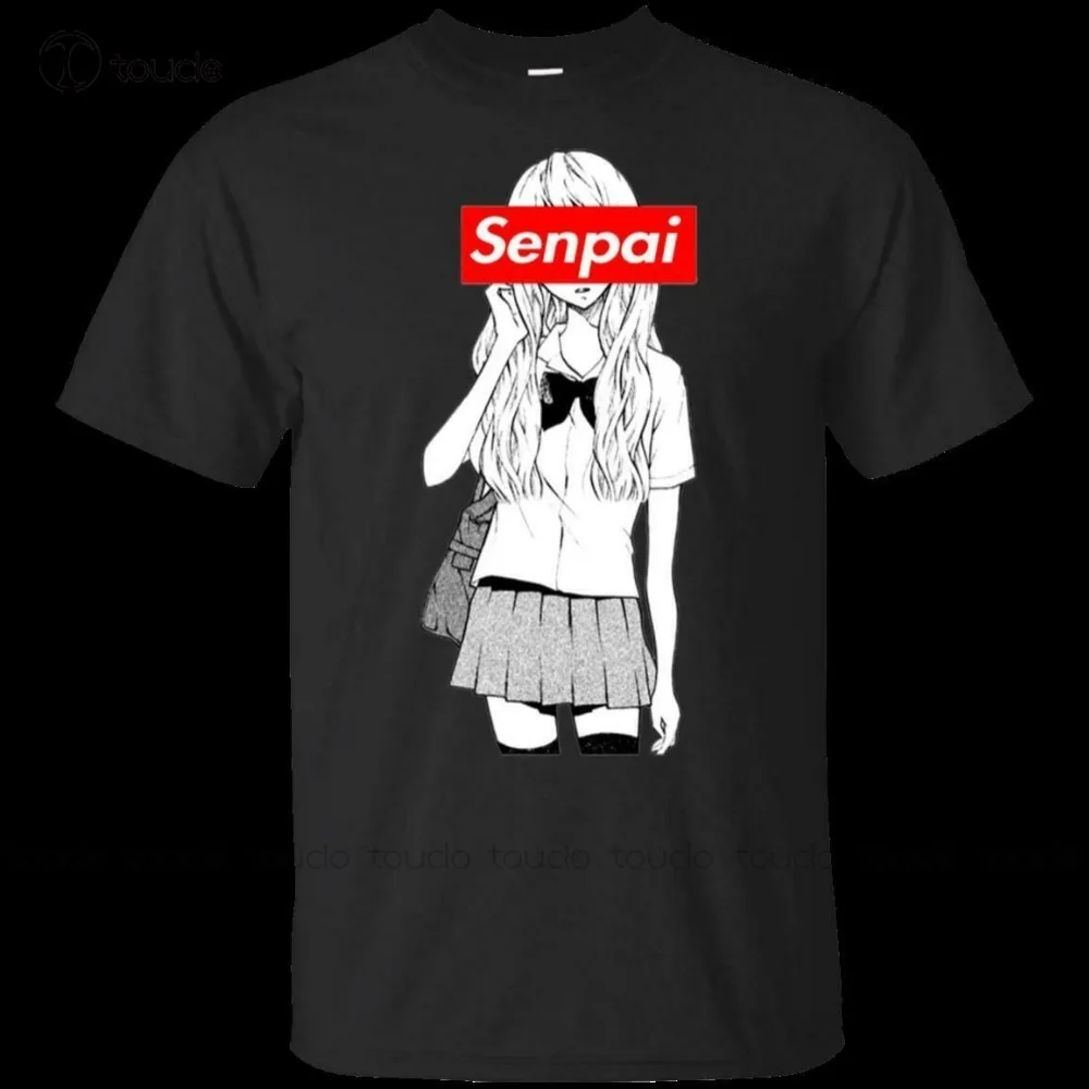 

New Senpai Anime Girl Shirt - Notice Me Senpai Funny Black Navy Cotton Geek Family Top Tee New Men Summer Casual Hip Hop T Shirt