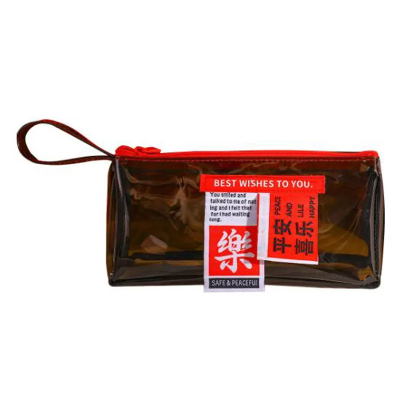 

Simple Double Layer Pencil Case Transparent Pvc Guochao Writing Pencil Bag Large Capacity Pencilcases Stationery Storage Bag