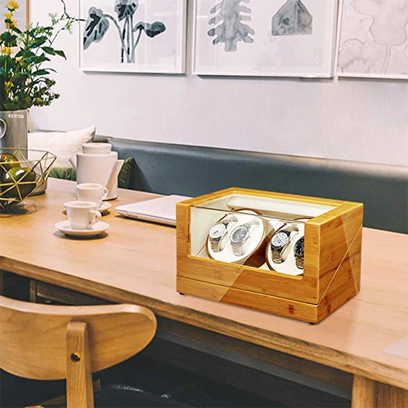 Автоматическое устройство для намотки часов JQUEEN из бамбукового дерева Quad 4 + 0 с
