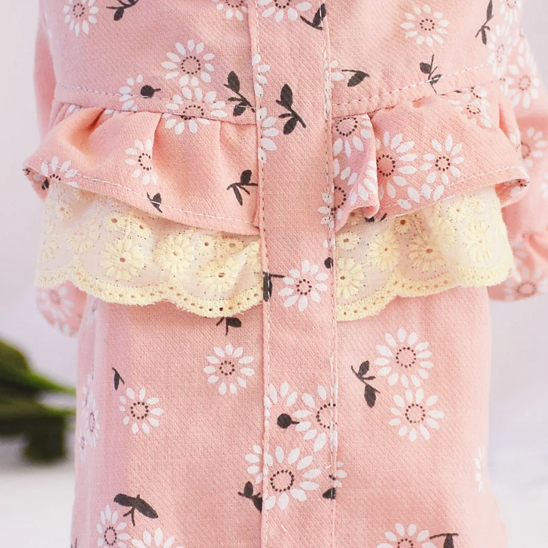 Одежда из хлопка для милой собаки кружевная рубашка с принтом девушек одежда