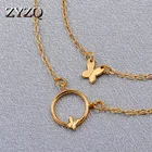 ZYZQ Новое корейское простое роскошное Двухслойное ожерелье с бабочкой для женщин милая цепочка до ключиц темпераментные ювелирные изделия 2021