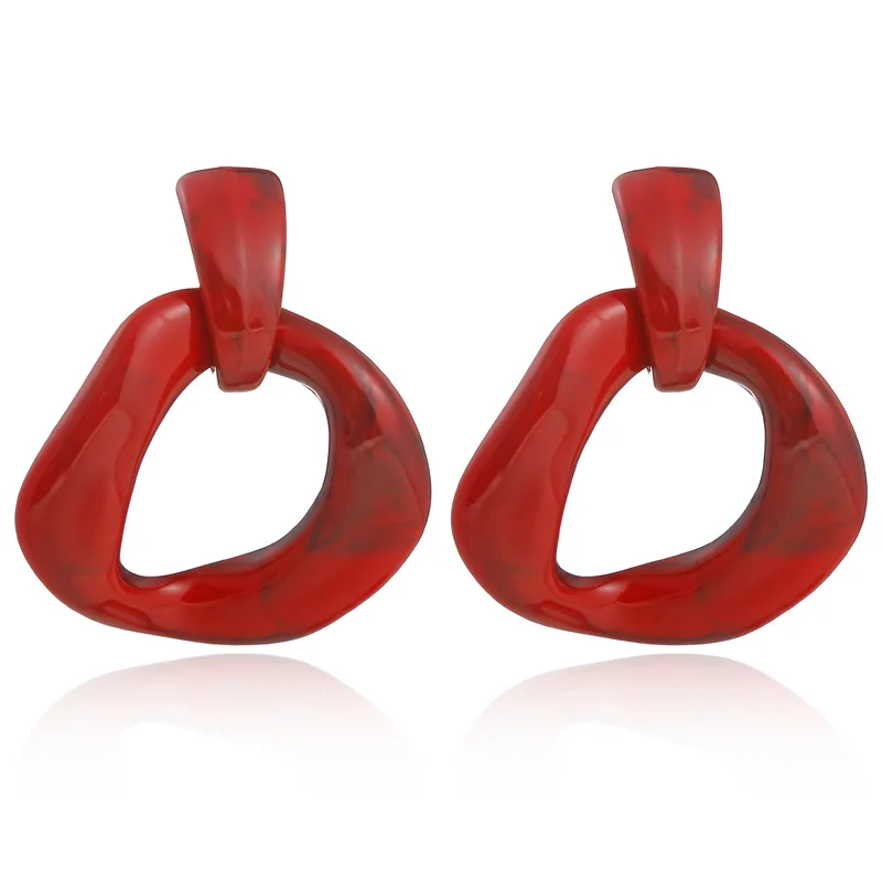 

JL Hot Sale Red Acrylic Resin Earrings Irregular Geometric Earrings For Girls