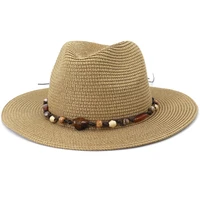 ht3639 panama hat summer sun hats for women man beach straw hat for men uv protection beach cap male female wide brim beach hat