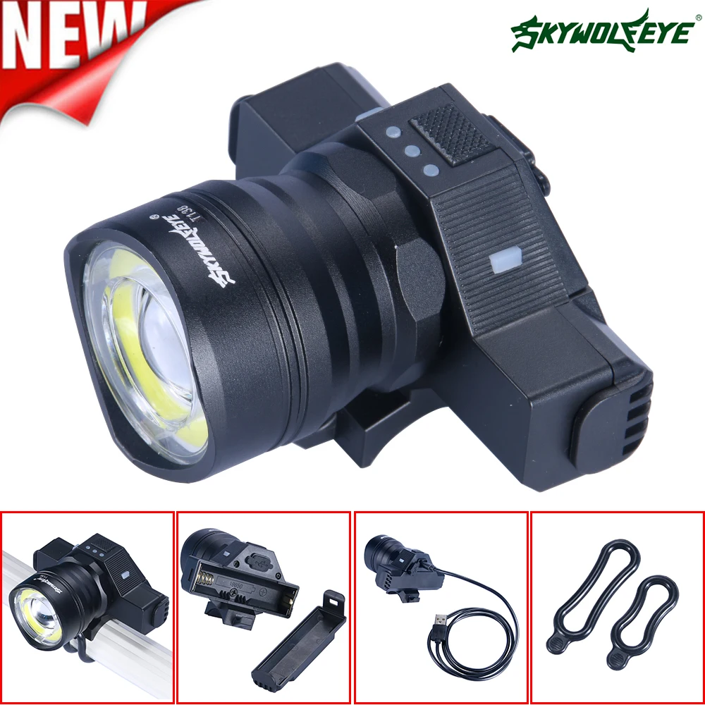 Велосипесветильник передний светодиодный фонарь XML T6 + COB 3 режима зуммируемый