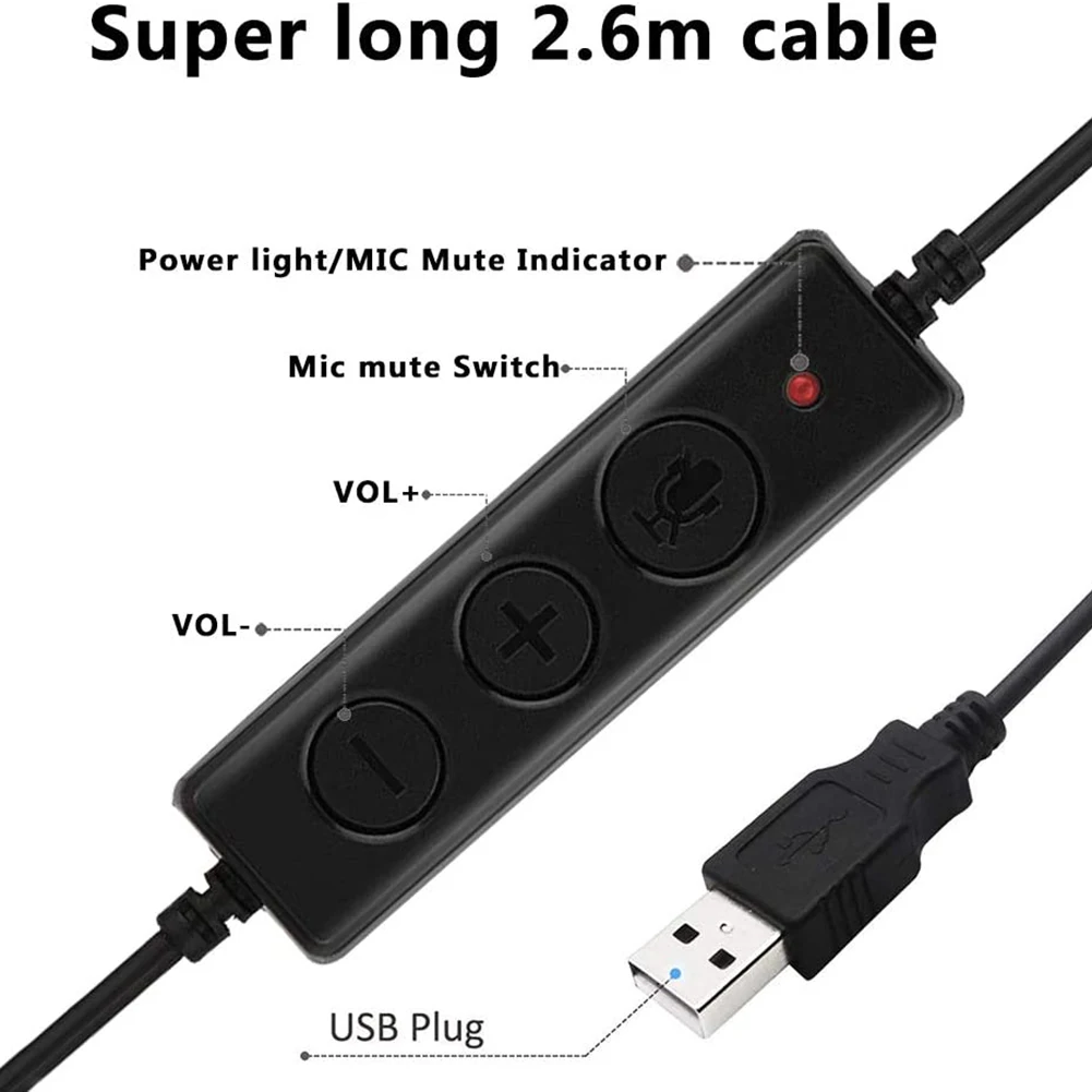 

USB Headset with Microphone for PC 3.5mm Business Headsets with Mic Mute Noise Cancelling for Call Center Headphones