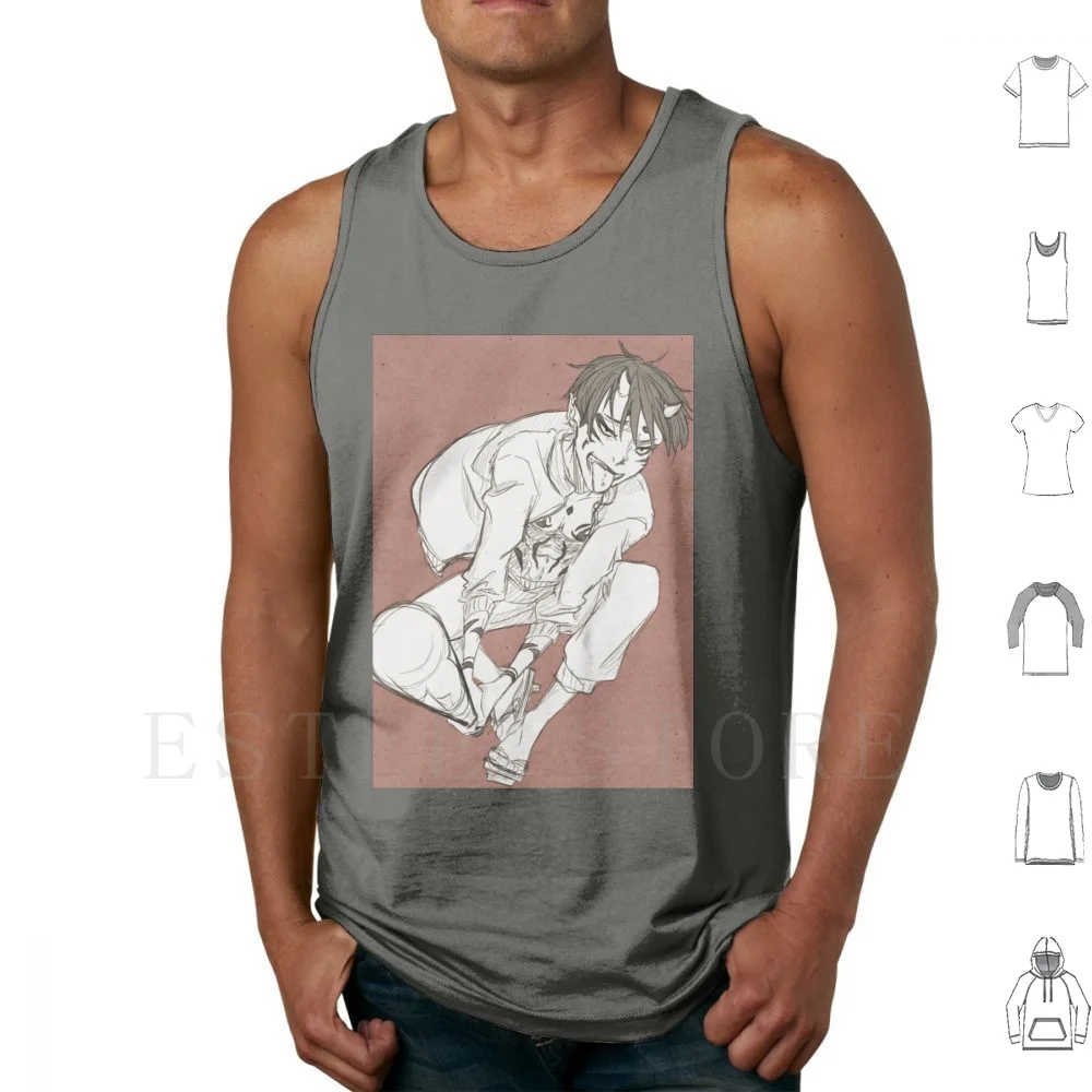 Akatsuki Tatsuya Tank Tops Vest Cotton Anime Oni Japanese Yokai Manga Boy Demon