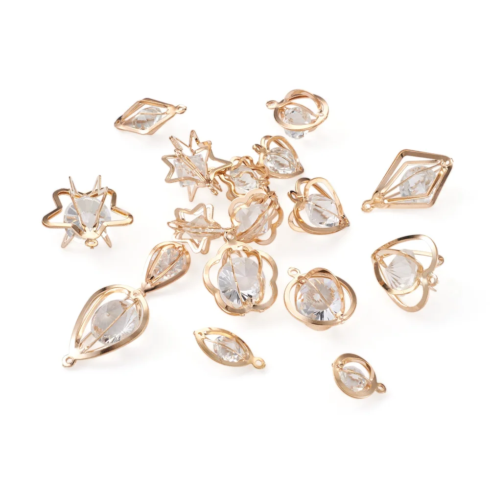 114Pcs/Box 2021 New Alloy Pendants With Crystal Rhinestones Pendants Charms For Necklace Earring Dangles DIY Jewelry Making