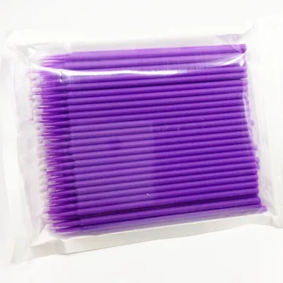 100pcs-Bag-Purple(S) 100 шт./лот, одноразовые Микро Кисти, аппликаторы, кисть для туши, инструменты для наращивания ресниц, индивидуальные Микро Кисти для ресниц, косметическая кисть - Цвет: 100pcs-Bag-Purple(S)