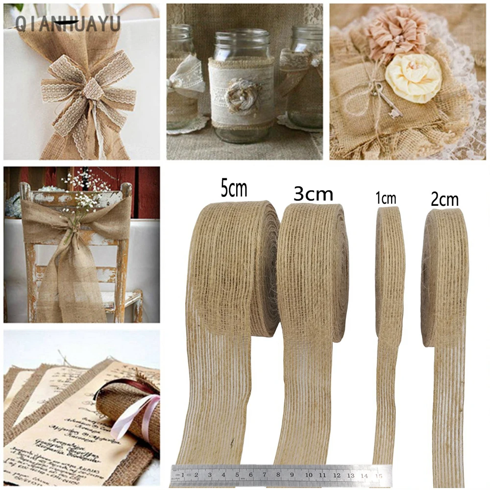 

5/10M Jute Rope Hessian Natural Vintage Burlap Ribbon Rolls String Twine Diy Crafts Gifts Sewing Wedding Party Easter Decoration