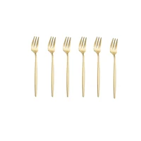6 pc cutlery set gold stainless steel fork gold cutlery tea fork dinnerware set black forks stainless steel flatware kitchen set