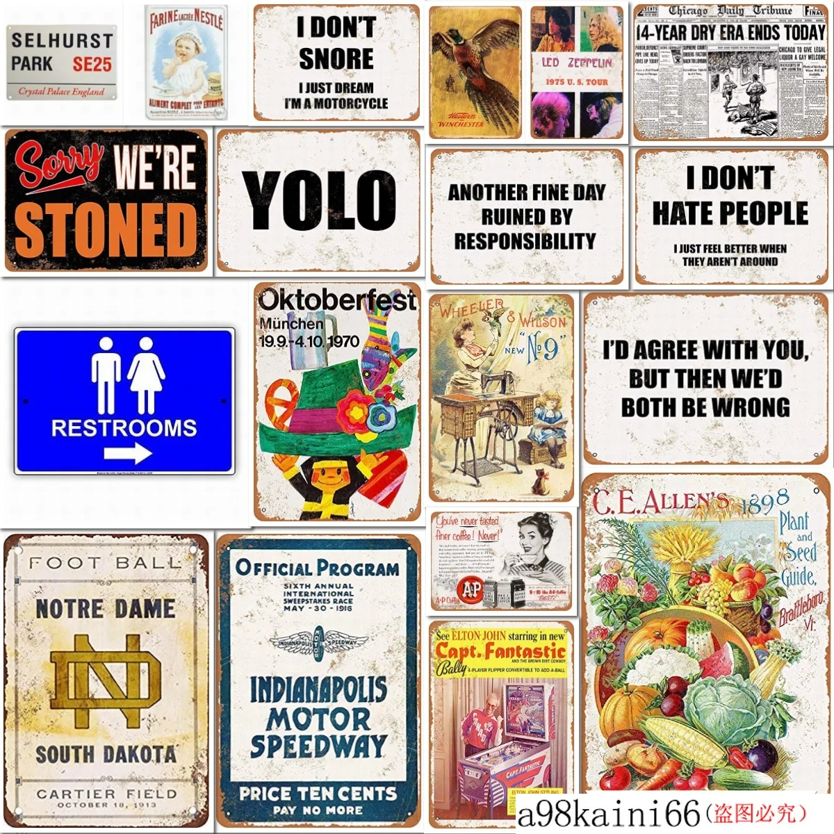 Жестяной знак новый алюминиевый металлический 1913 Нотр-Дам против Южной Дакоты 8x12