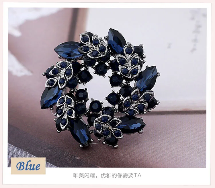 3.6 cm blue Morkopela, брошь с большим цветком и кристаллами для женщин, модная брошь на булавке, букет из горного хрусталя, броши и заколки на шарф, ювелирное изделие - Окраска металла: 3.6 cm blue