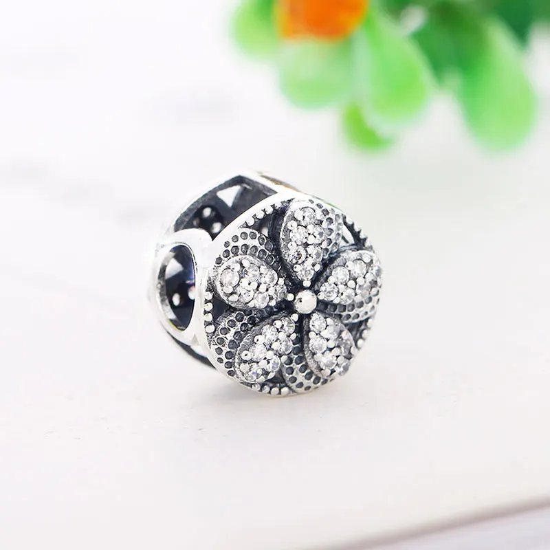 

FC Jewelry Fit Original Charms Bracelet Authentic 925 Sterling Silver Daisy Flower Zirconia Bead For Making Women Berloque New