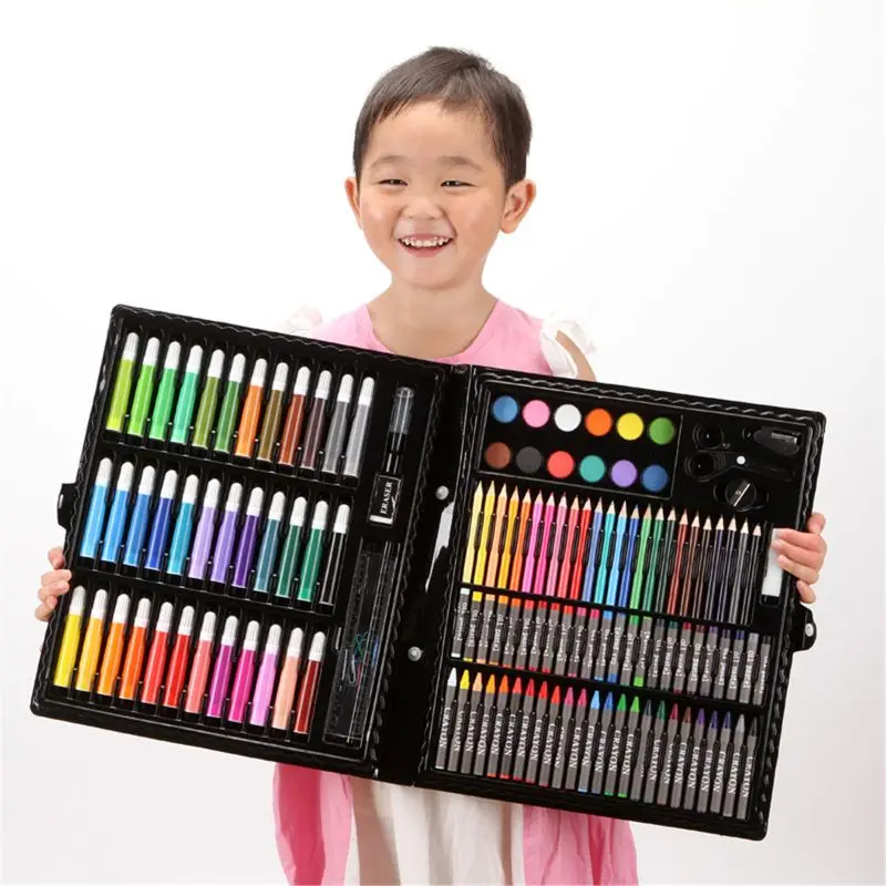 

G2AD 150pcs Painting Pencil Set Water Colored Marker Pen Crayon Oil Pastel Sketching Paint Brush Children Kids Drawing Tool