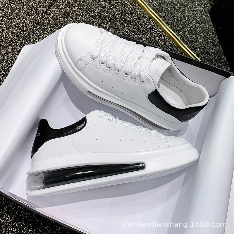 

2021 обувь на толстой подошве, кожаные белые туфли на платформе, женская повседневная обувь в Корейском стиле, увеличивающая рост обувь с поду...