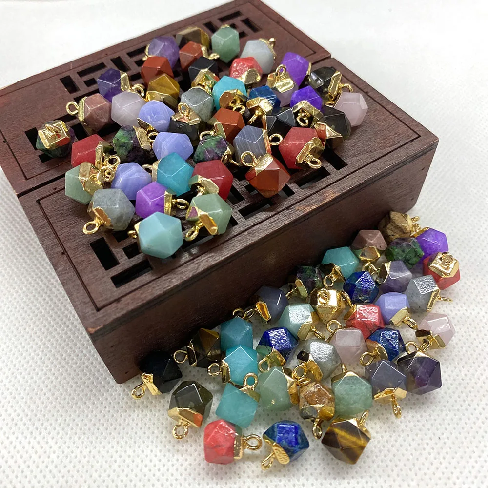 

Natural Stone Polygonal Three-dimensional Faceted Small Pendant Size 8x13 mm DIY Necklace Bracelet Exquisite Jewelry Wholesale