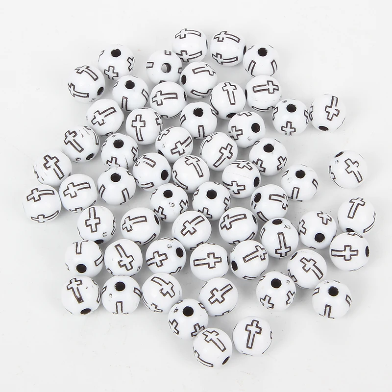 50 шт смешанные цвета белый с черным перекрестным креплением акриловые бусины для