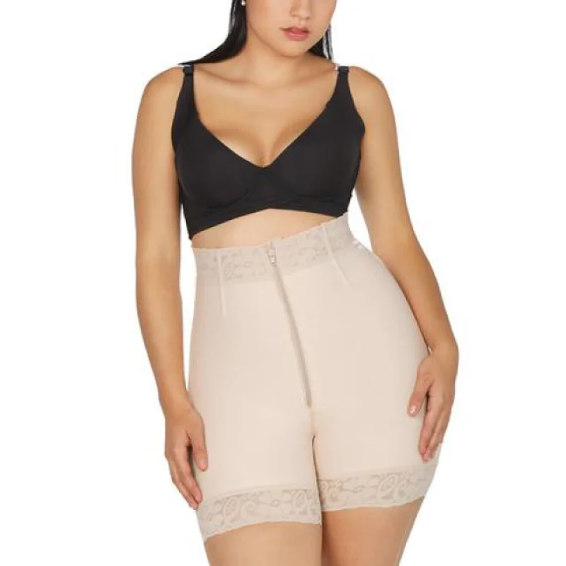 Women High Waist Hip Enhancer Cincher Butt Lifter Zipper Shapewear Lace Tummy Control Panties Shaper