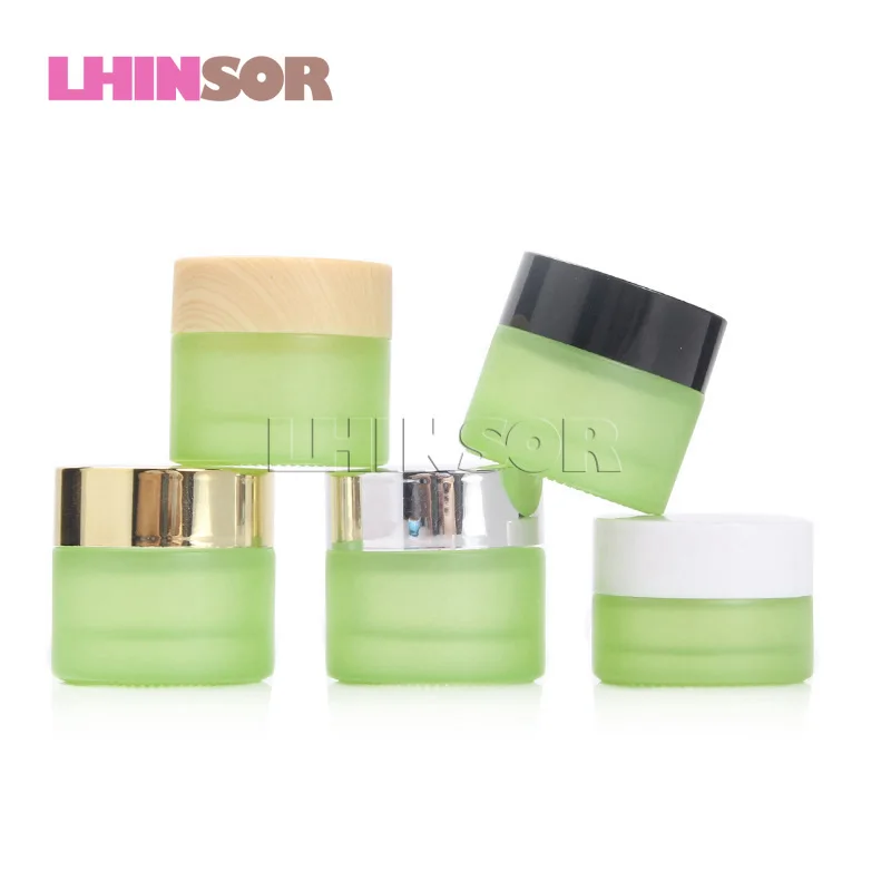

10pcs/lot 5g 10g Pearl White Green Glass Plastic Screw Lid Sample Cream Jars Empty Bottles Cosmetic Packaging Containers