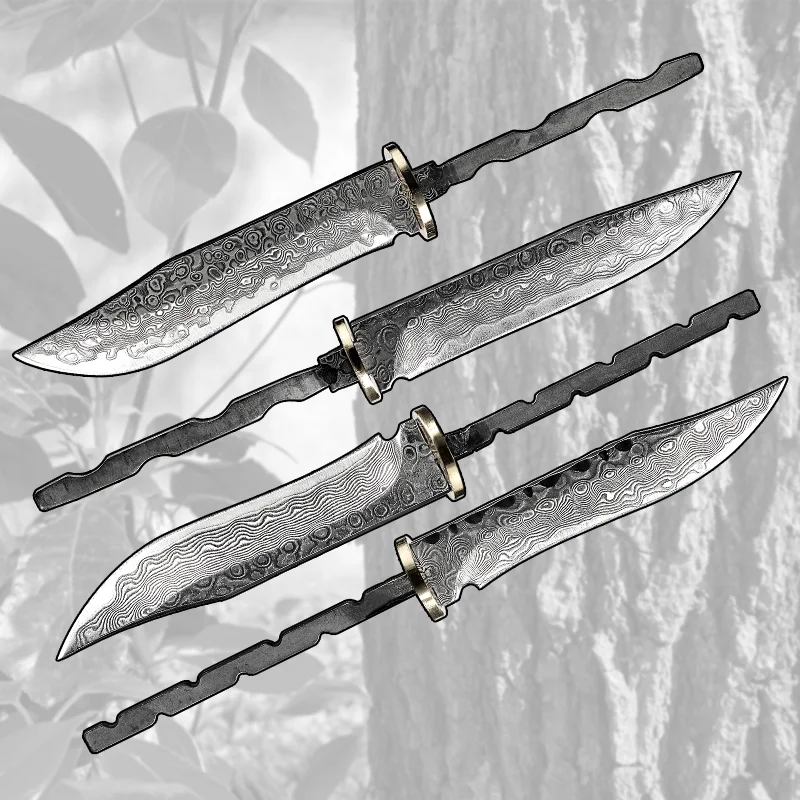 Нож с фиксированным лезвием нож из дамасской стали для самостоятельной сборки