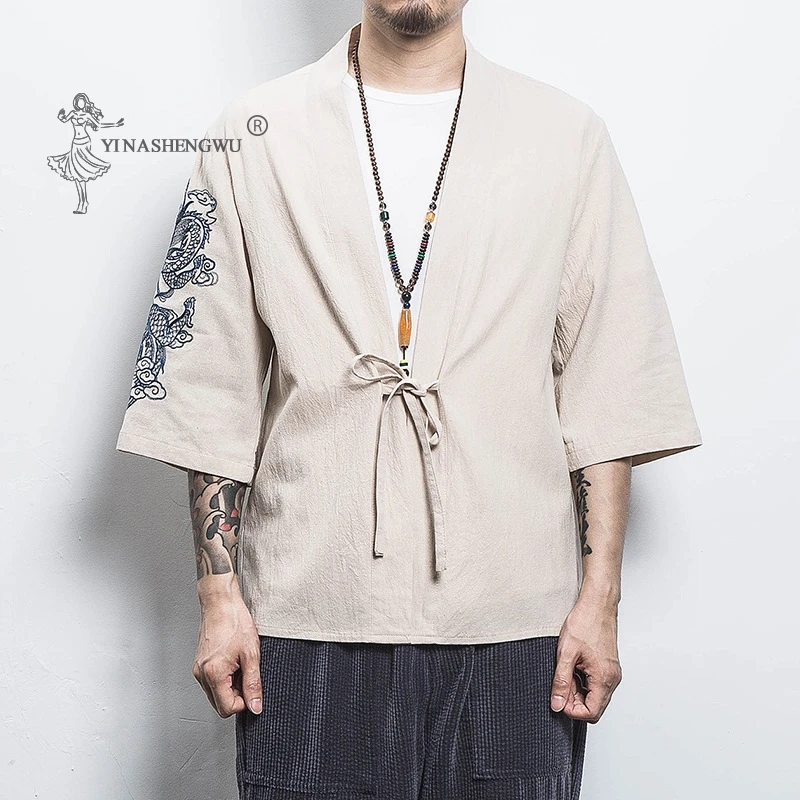 Японское кимоно с принтом юката пальто самурайский журавль Харадзюку японский