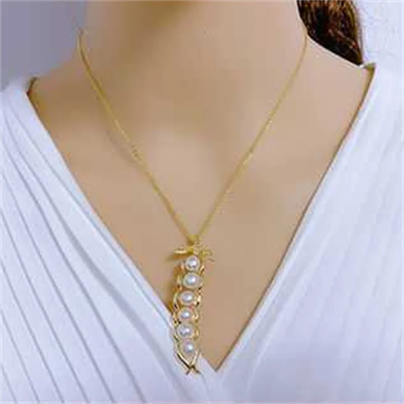 Ожерелье женское позолоченное с жемчужинами 14 к|Подвески| |